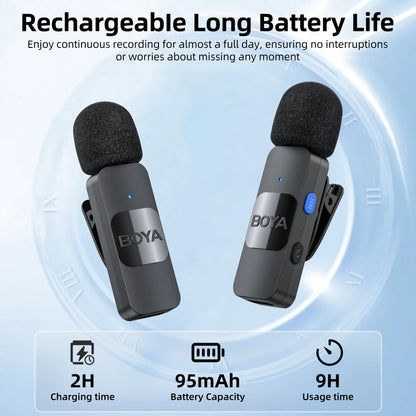 BOYA BY-V Pro:  Wireless Mini Lavalier Mic