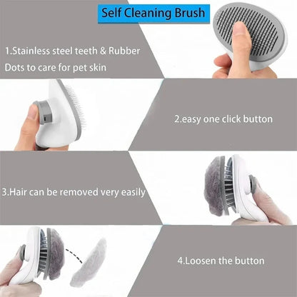 CleanBrush: Self-Cleaning Slicker Brush for Pets