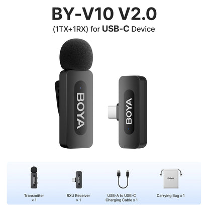 BOYA BY-V Pro:  Wireless Mini Lavalier Mic